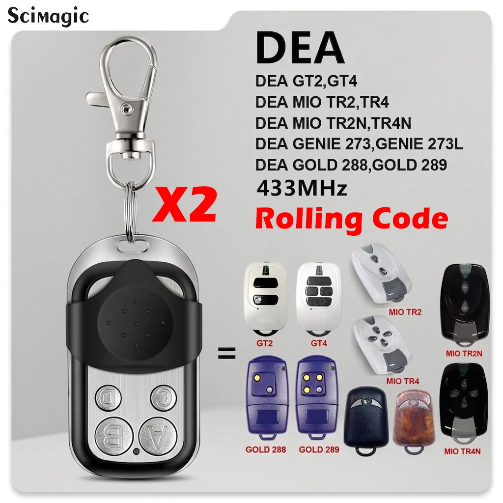2pcs Rolling Code DEA MIO TR2 TR4 Garage Door Remote Control Compatible GT2 GT4 TR2N TR4N GOLD 288 289 Controller Command 433.92
2pcs Rolling Code DEA MIO TR2 TR4 Garage Door Remote Control Compatible GT2 GT4 TR2N TR4N GOLD 288 289 Controller Command 433.92