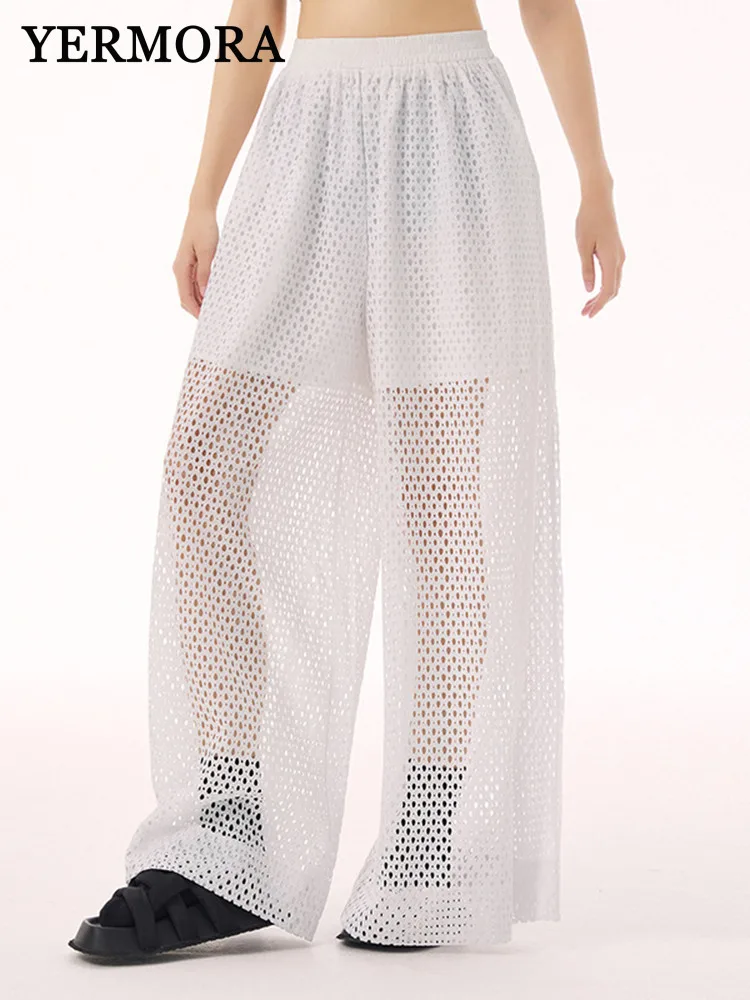 YERMORA High Elastic Waist White Hollow Out Casual Wide Leg Pants For Women Loose New Trousers Fashion Tide Spring Summer 2025
YERMORA High Elastic Waist White Hollow Out Casual Wide Leg Pants For Women Loose New Trousers Fashion Tide Spring Summer 2025