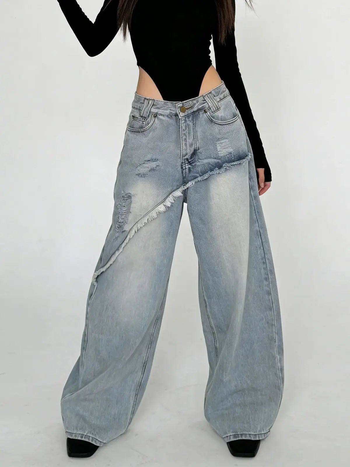 Women's Blue Asymmetric Casual Jeans Hole Y2K Harajuku High Street Fashion 2000S Aesthetic Vintage Denim Long Pants Clothing New
Women's Blue Asymmetric Casual Jeans Hole Y2K Harajuku High Street Fashion 2000S Aesthetic Vintage Denim Long Pants Clothing New
