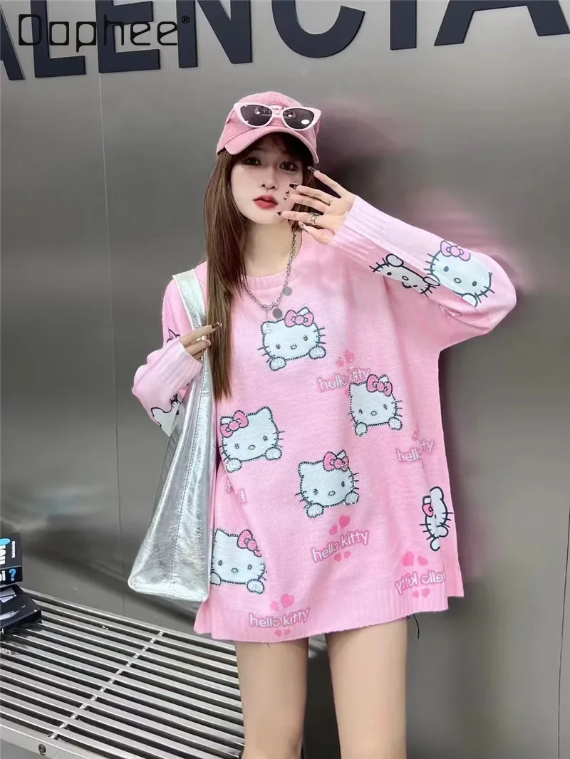 Japanese Style Cat Printed Long-sleeved Sweaters Women Spring Autumn Heavy Industry Cartoon Hot Diamond Round Neck Loose Top
Japanese Style Cat Printed Long-sleeved Sweaters Women Spring Autumn Heavy Industry Cartoon Hot Diamond Round Neck Loose Top