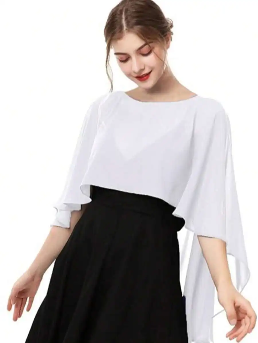 Women Chiffon Asymmetrical Cape Shawl Pullover Coverup For Wedding Evening Spring Summer Autumn
Women Chiffon Asymmetrical Cape Shawl Pullover Coverup For Wedding Evening Spring Summer Autumn