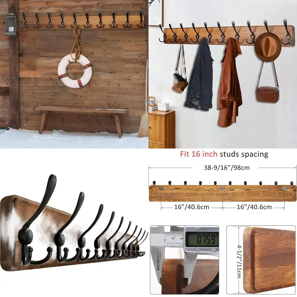 Настенная деревянная вешалка для одежды с 10 тройными крючками для подвешивания одежды, курток и пальто, коричневая
Настенная деревянная вешалка для одежды с 10 тройными крючками для подвешивания одежды, курток и пальто, коричневая