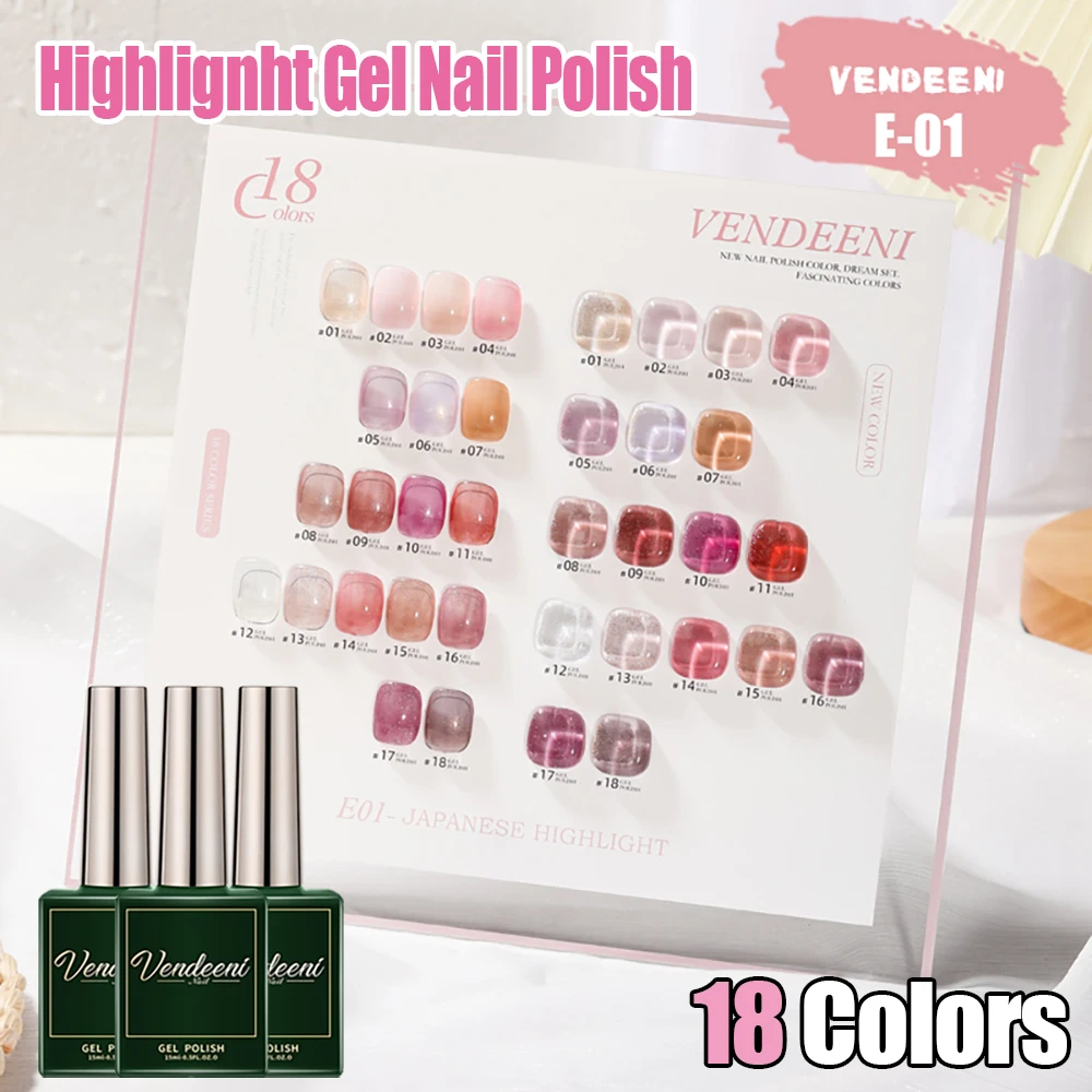 Vendeeni 18 Colors Highlight Gel Nail Polish Semi Permanent Glitter UV LED Soak Off Gel Varnish Pink White Nail Art Gel Lacquer
Vendeeni 18 Colors Highlight Gel Nail Polish Semi Permanent Glitter UV LED Soak Off Gel Varnish Pink White Nail Art Gel Lacquer