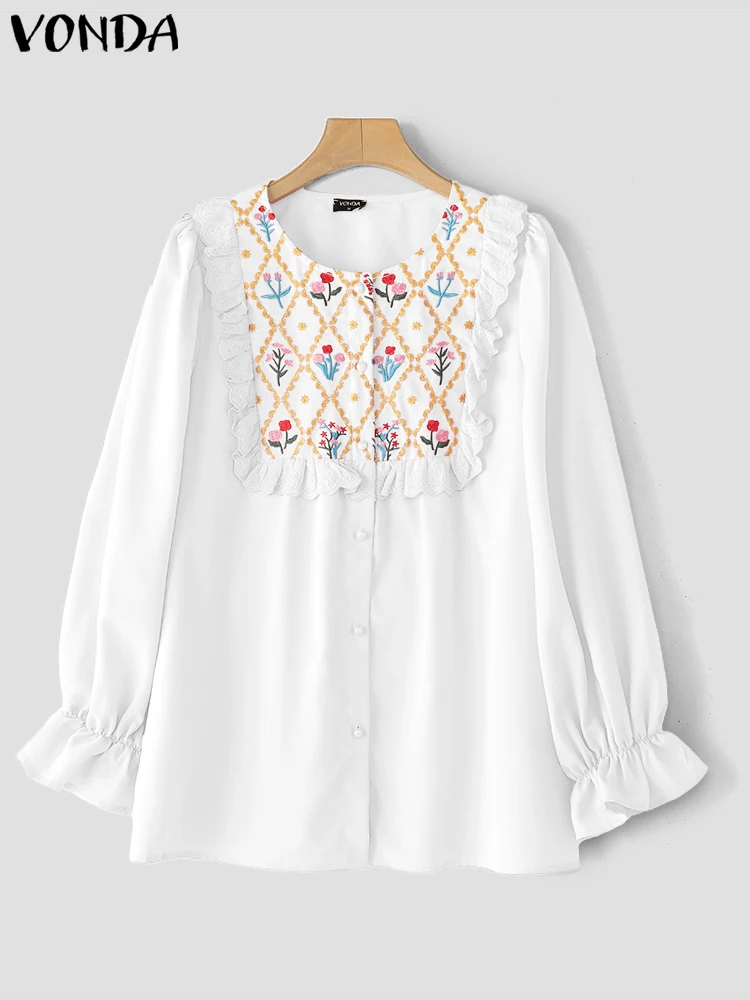 VONDA Women White Shirts Lace Patchwork Tops 2025 Elegant O Neck Tunic Casual Loose Blusas Female Long Sleeve Printed Blouse
VONDA Women White Shirts Lace Patchwork Tops 2025 Elegant O Neck Tunic Casual Loose Blusas Female Long Sleeve Printed Blouse