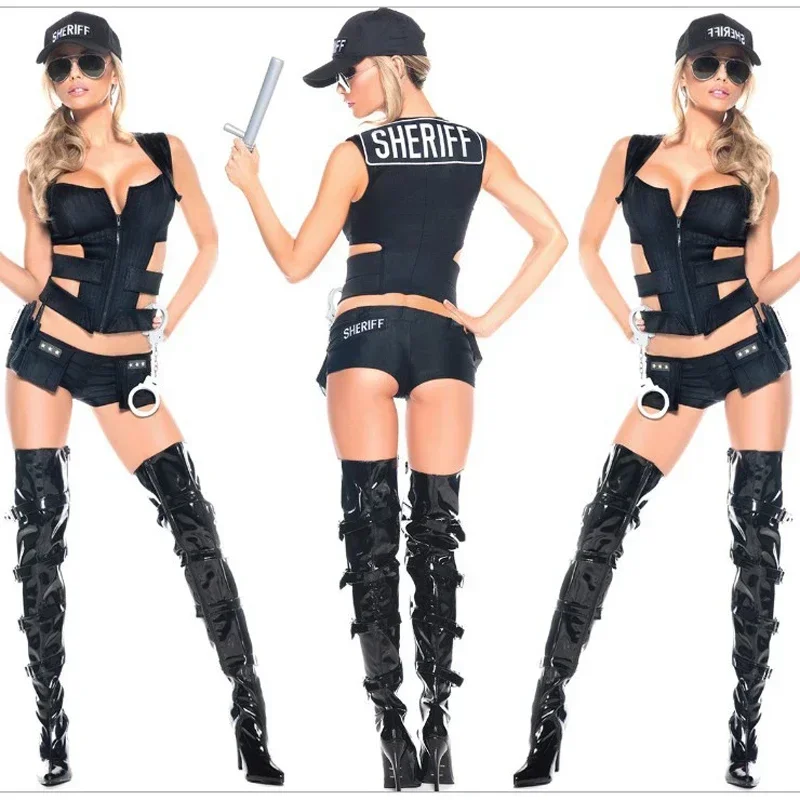New 3 Pieces Sexy Women's Black Cop Costumes Halloween Game Stage Bar Police Secret Service Costume Cosplay
New 3 Pieces Sexy Women's Black Cop Costumes Halloween Game Stage Bar Police Secret Service Costume Cosplay