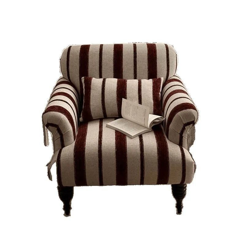 # American Vintage Sofa Chair French-Style Fabric Striped Guesthouse Living Room Bedroom Single Recliner Tiger Chair
# American Vintage Sofa Chair French-Style Fabric Striped Guesthouse Living Room Bedroom Single Recliner Tiger Chair