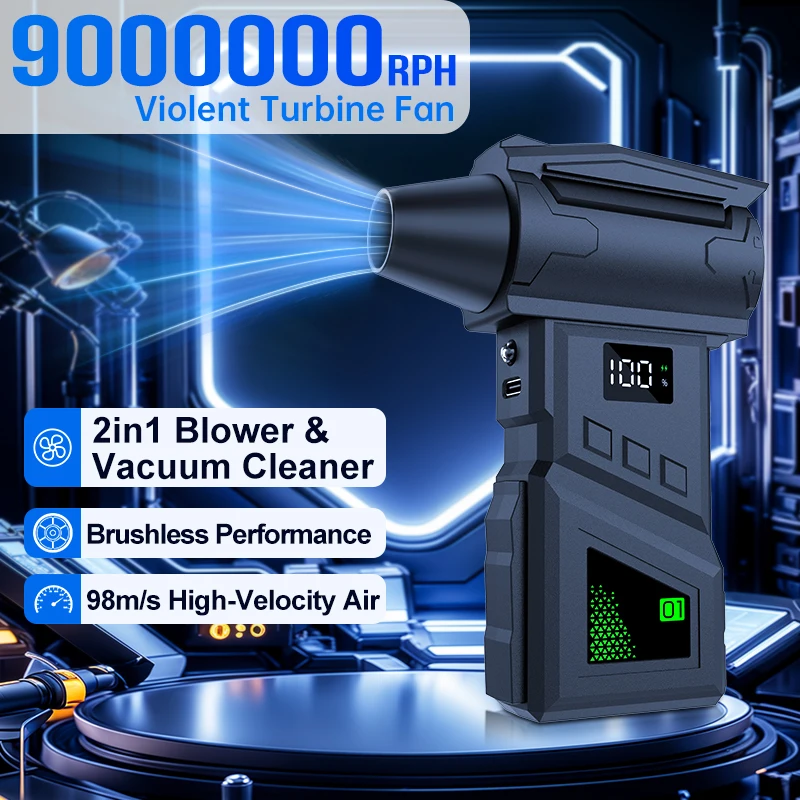 9000000RPH Cordless Air Duster 2-in-1 Brushless Turbo Blower 98m/s 5 Speed Type-C Power Bank Reusable Compressed Air Cleaner
9000000RPH Cordless Air Duster 2-in-1 Brushless Turbo Blower 98m/s 5 Speed Type-C Power Bank Reusable Compressed Air Cleaner