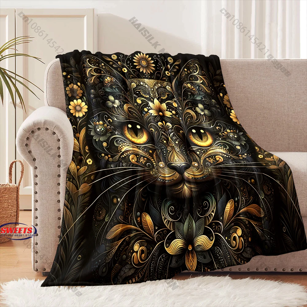 Golden Floral Cat Design Blanket Multiple sizes kid's and adults' bedroom living room sofa decor blanket, Exquisite gift
Golden Floral Cat Design Blanket Multiple sizes kid's and adults' bedroom living room sofa decor blanket, Exquisite gift