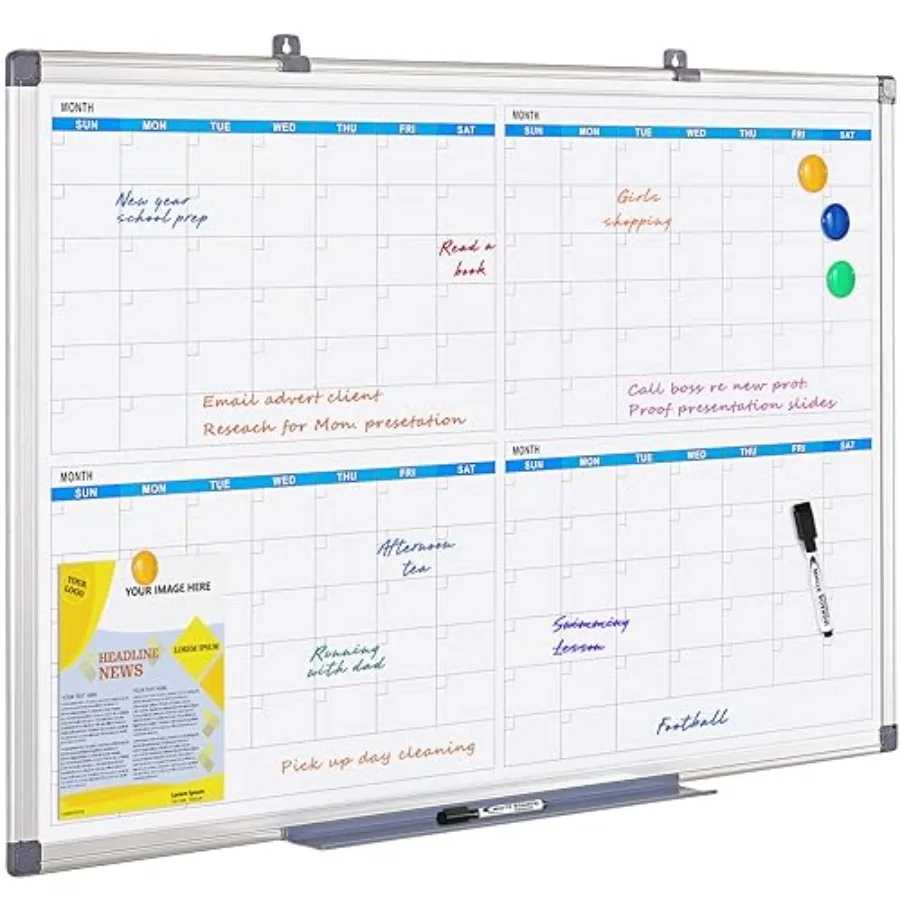 Large Magnetic Dry Erase Calendar Whiteboard Quarterly 36" x 24" for Home Bedroom Office Classroom 4 Months
Large Magnetic Dry Erase Calendar Whiteboard Quarterly 36" x 24" for Home Bedroom Office Classroom 4 Months
