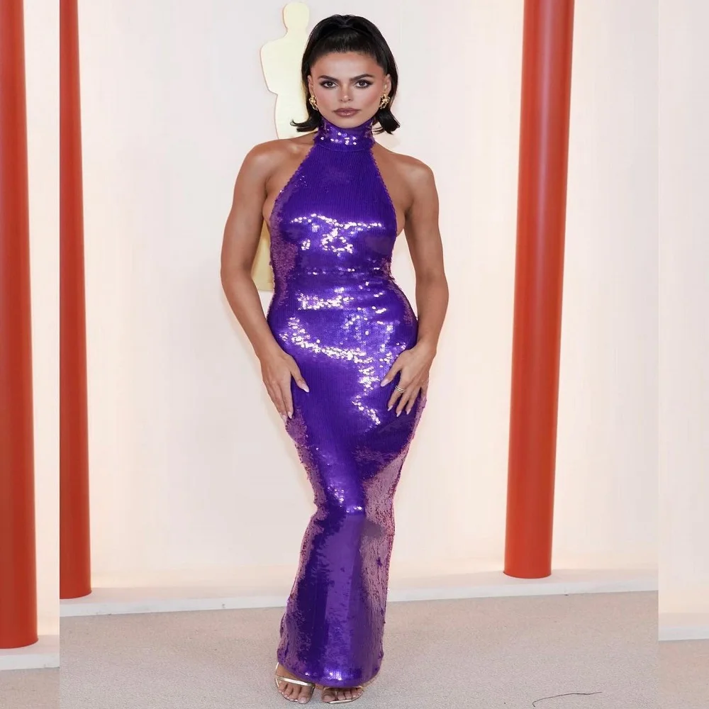 Summer Hot Selling Women's Fashion Sexy Spicy Girl Purple Sequin High Collar Sleeveless Hanging Neck Evening Party Long Dress
Summer Hot Selling Women's Fashion Sexy Spicy Girl Purple Sequin High Collar Sleeveless Hanging Neck Evening Party Long Dress