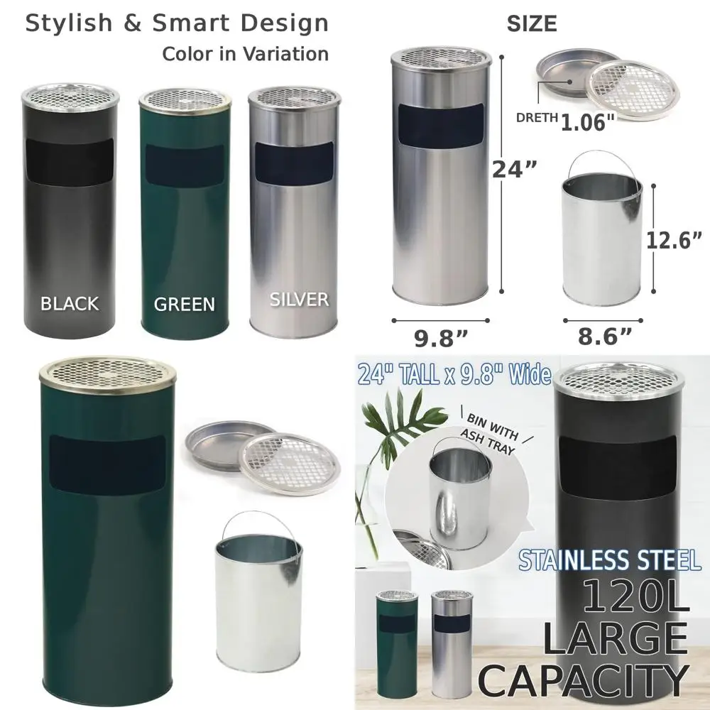 Stainless Steel Outdoor Ashtray, Round Waste Bin for Office and Hotel, Green Commercial Receptacle
Stainless Steel Outdoor Ashtray, Round Waste Bin for Office and Hotel, Green Commercial Receptacle
