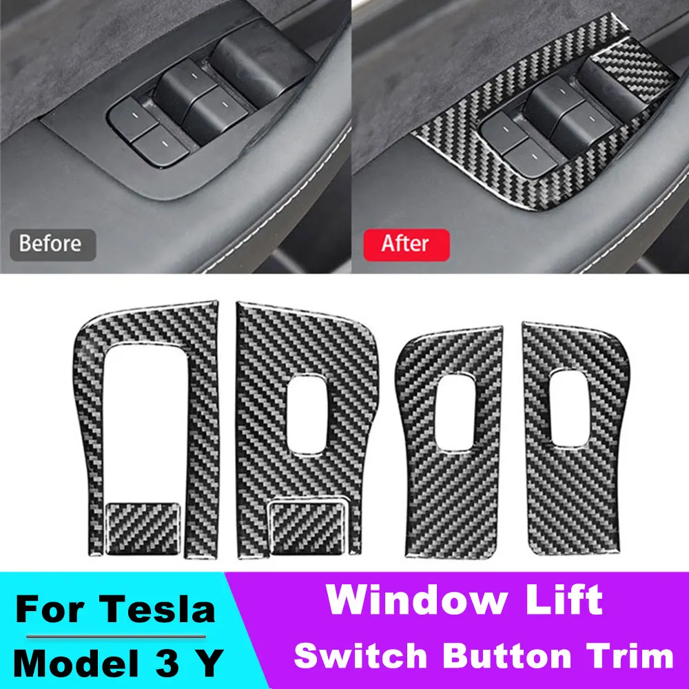 Real Carbon Fiber Rears Car Window Lift Switch Button Control Panel Trim Sticker For Tesla Model 3 Model Y Interior Accessorie
Real Carbon Fiber Rears Car Window Lift Switch Button Control Panel Trim Sticker For Tesla Model 3 Model Y Interior Accessorie