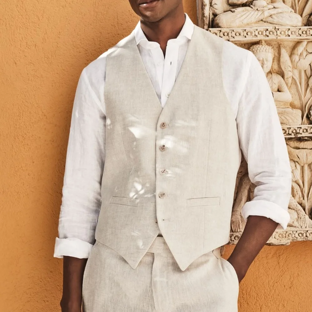 Men's Vest Business Single-Breasted V-Neck Linen Fabric Casual Elegant Man Vest Lightweight Solid Color Classic Suit Sleeveless
Men's Vest Business Single-Breasted V-Neck Linen Fabric Casual Elegant Man Vest Lightweight Solid Color Classic Suit Sleeveless