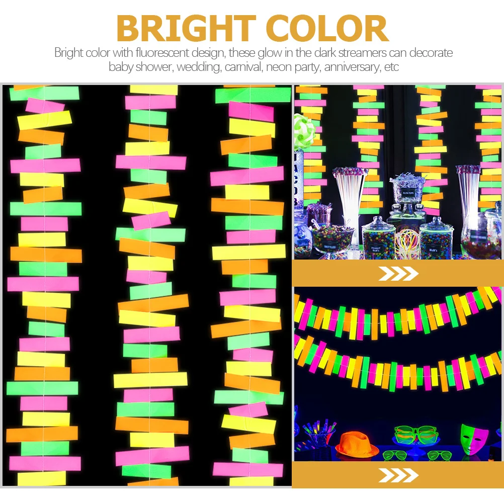 2Pcs Colorful Neon Garlands Fluorescent Paper Streamers Glow Party Decorations for Background Wall Door Chandelier Hanging
2Pcs Colorful Neon Garlands Fluorescent Paper Streamers Glow Party Decorations for Background Wall Door Chandelier Hanging