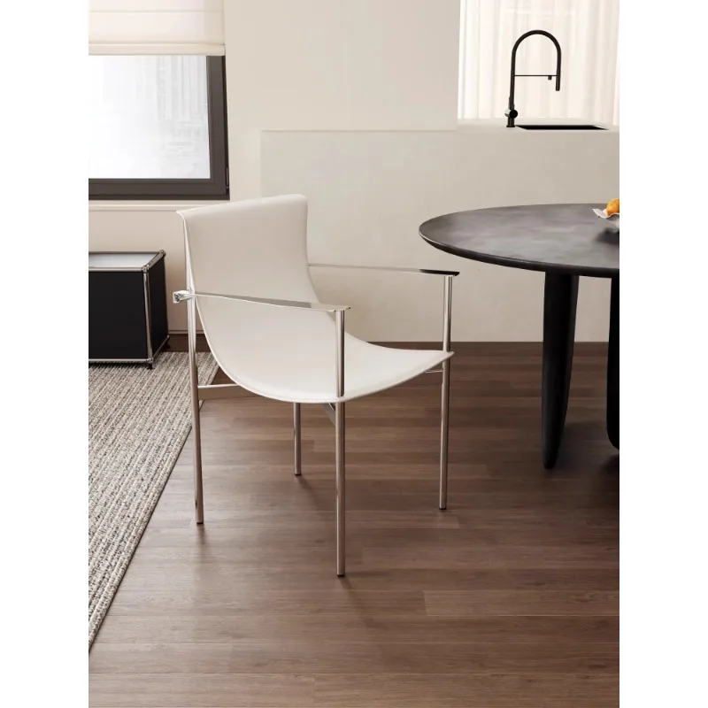 Dining chair household stainless steel Italian minimalist saddle leather island table armrest chair backrest light luxury maste
Dining chair household stainless steel Italian minimalist saddle leather island table armrest chair backrest light luxury maste
