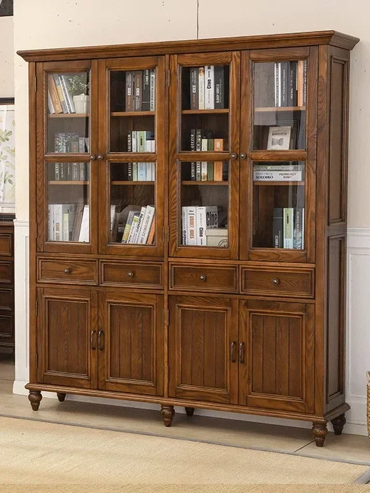 Ash wood all solid wood bookcase combination glass door, American country three/four door storage bookcase European storage
Ash wood all solid wood bookcase combination glass door, American country three/four door storage bookcase European storage