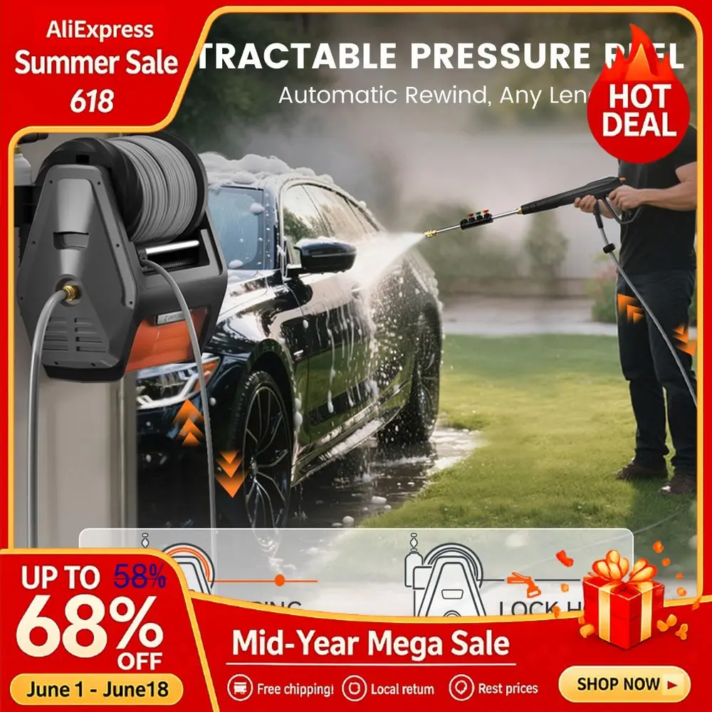 Retractable Wall Mounted Pressure Washer Pro, 3700 PSI, 1.6 GPM Electric Power Washer, Automatic Rewind, 100ft Press, Custom
Retractable Wall Mounted Pressure Washer Pro, 3700 PSI, 1.6 GPM Electric Power Washer, Automatic Rewind, 100ft Press, Custom