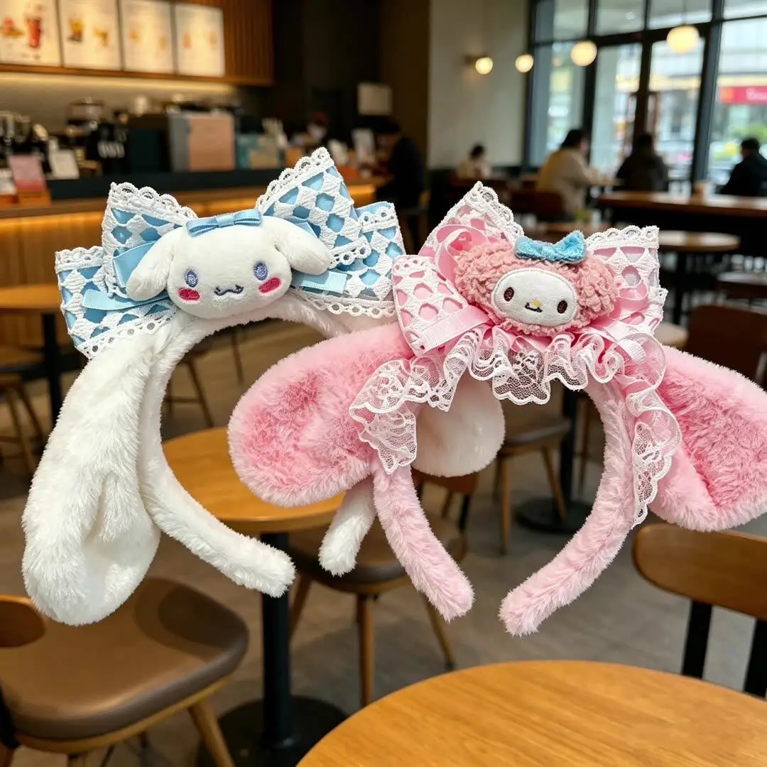 New Lovely Plush Headband Cute My Melody Cinnamoroll Lace Bow Hairband Women Gift Girls Face Wash Hair Accessory
New Lovely Plush Headband Cute My Melody Cinnamoroll Lace Bow Hairband Women Gift Girls Face Wash Hair Accessory
