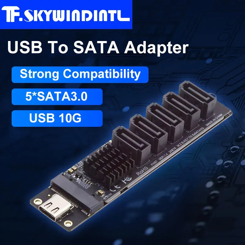 10Gbps USB-C Type-C to NGFF Key B+M SATA 6Gbps 5 Ports Adapter Converter PM Port Multiplier Selector JMB575 JMS580
10Gbps USB-C Type-C to NGFF Key B+M SATA 6Gbps 5 Ports Adapter Converter PM Port Multiplier Selector JMB575 JMS580