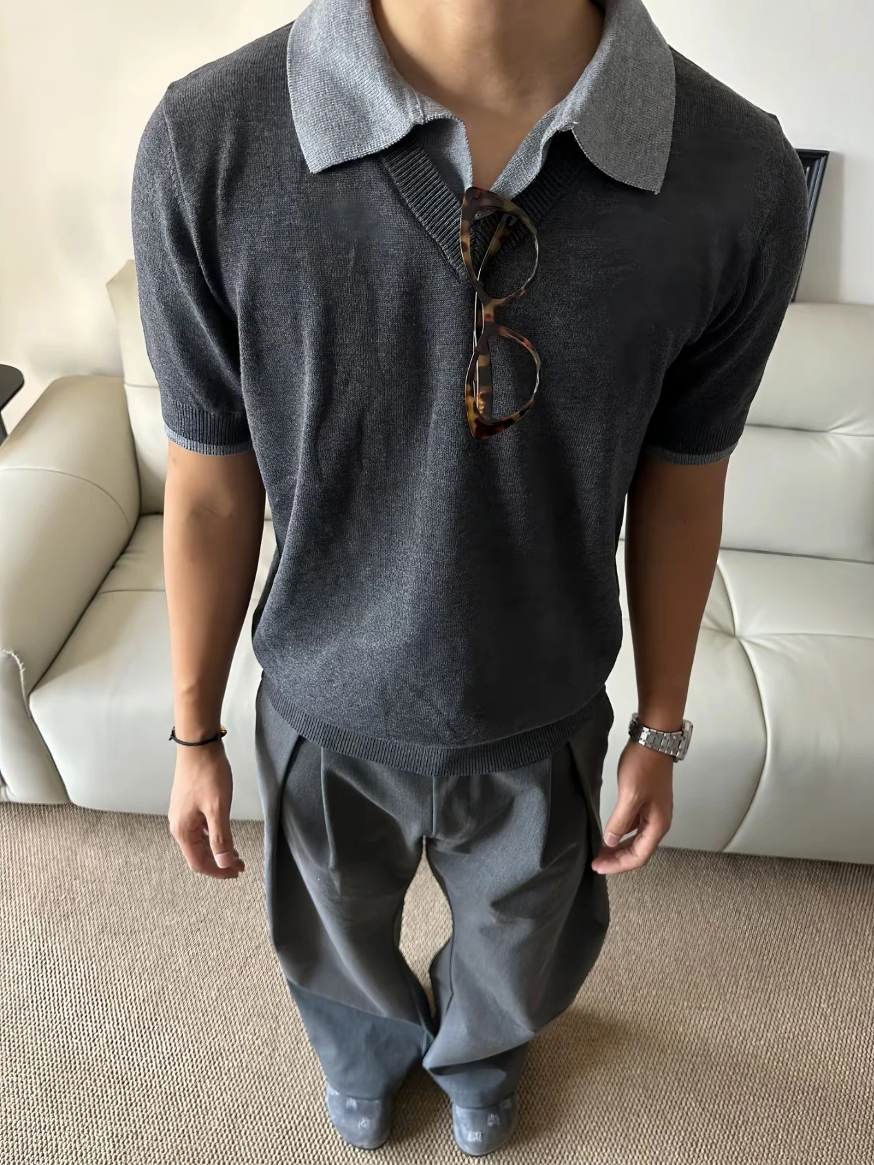 American Style Short Sleeve Knitted Shirt Fake Two-Piece Seagull Collar CleanFit Shoulder Flip Collar Summer Fashionable...
American Style Short Sleeve Knitted Shirt Fake Two-Piece Seagull Collar CleanFit Shoulder Flip Collar Summer Fashionable...