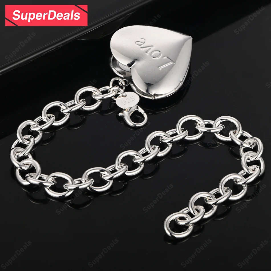 SuperDeals цепочка в форме сердца из стерлингового серебра 925 пробы, браслет для пары, женские вечерние милые романтические свадебные аксессуары, красивые ювелирные изделия, подарок
SuperDeals цепочка в форме сердца из стерлингового серебра 925 пробы, браслет для пары, женские вечерние милые романтические свадебные аксессуары, красивые ювелирные изделия, подарок