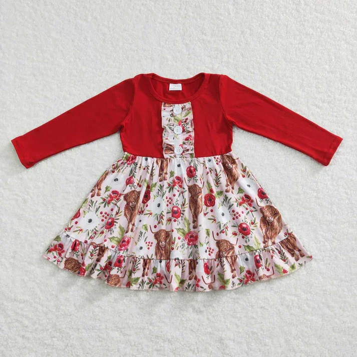 Wholesale Highland Cow Red Flowers Girls Valentine's Day Clothes Sisters Long Sleeve Dress
Wholesale Highland Cow Red Flowers Girls Valentine's Day Clothes Sisters Long Sleeve Dress