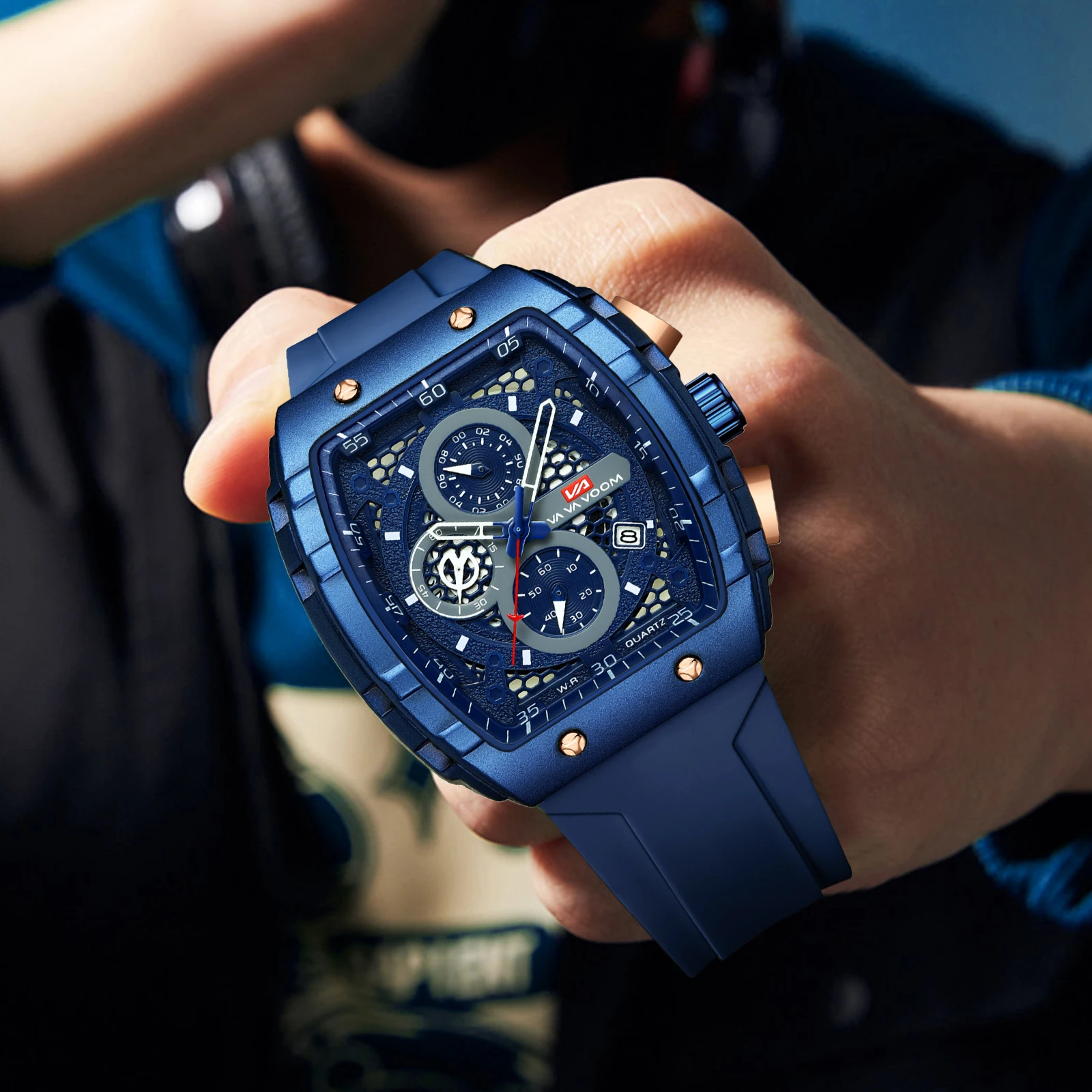 VA VA VOOM Hot Selling Multifunctional Tonneau Frosted Case Texture Brand Quartz Watches Men Luxury Sports Chronograph Watch Men
VA VA VOOM Hot Selling Multifunctional Tonneau Frosted Case Texture Brand Quartz Watches Men Luxury Sports Chronograph Watch Men