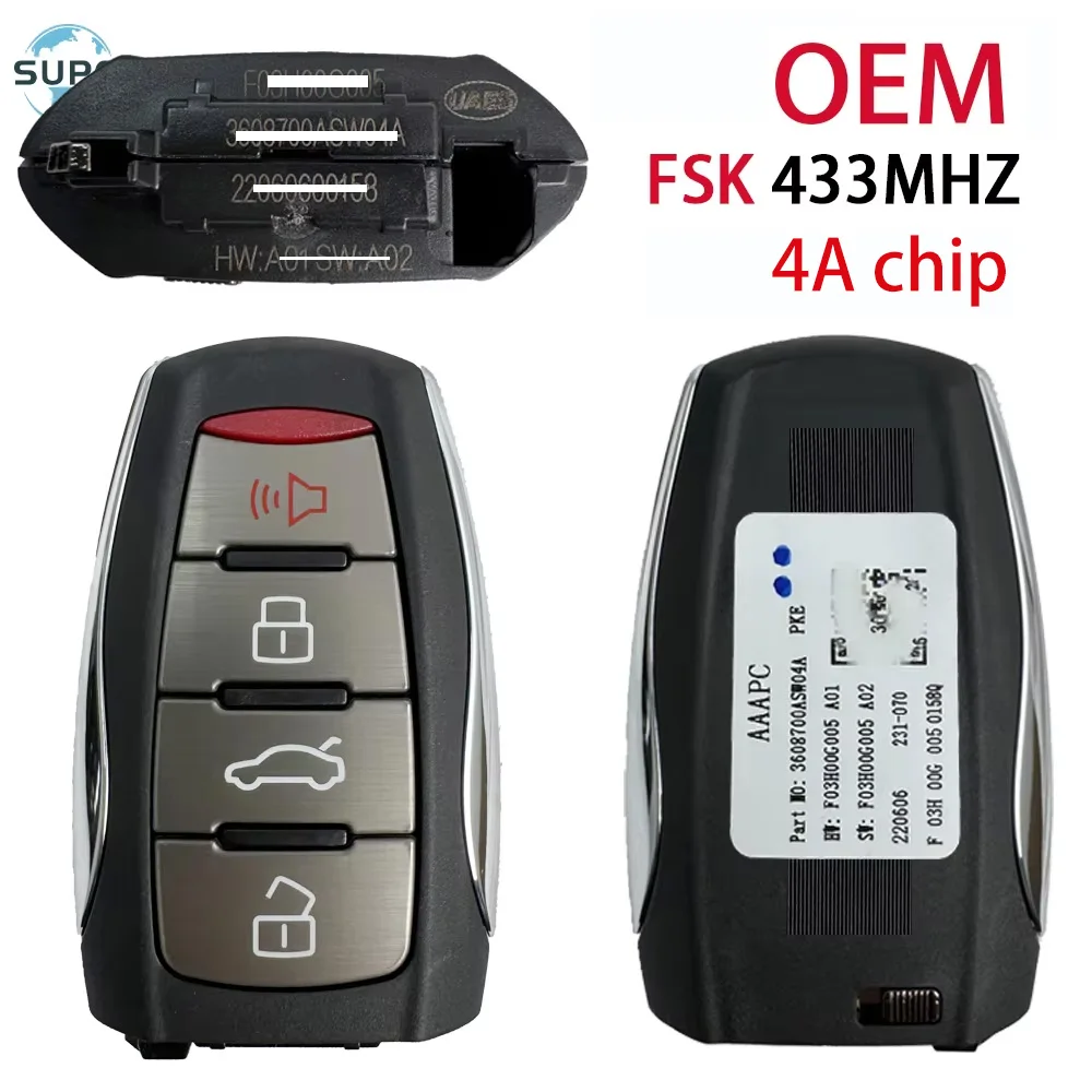 FSK 4A Chip OEM Smart Remote Car Key For GreatWall NEW Haval Jolion 433Mhz NCF29AxM 3+1 Buttons
FSK 4A Chip OEM Smart Remote Car Key For GreatWall NEW Haval Jolion 433Mhz NCF29AxM 3+1 Buttons
