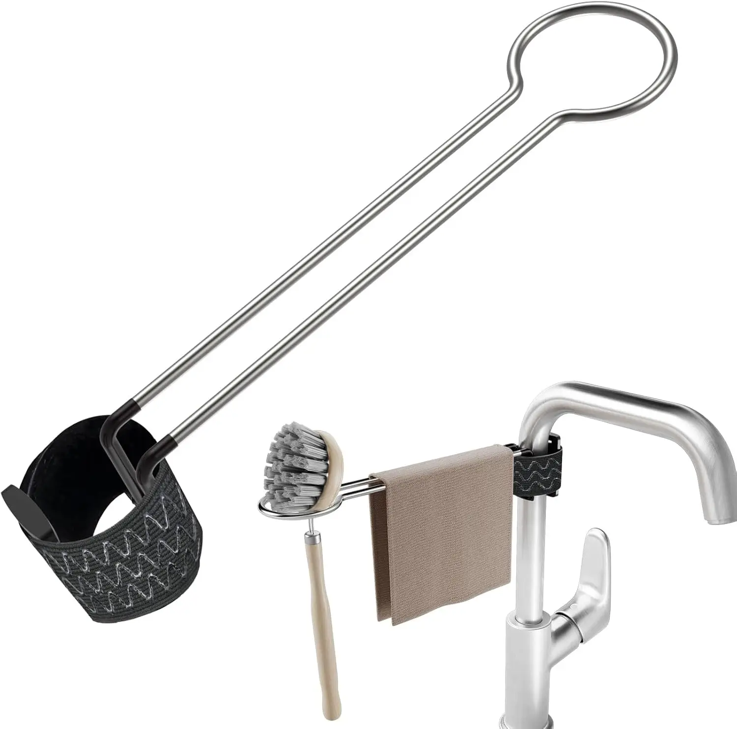 Сверхмощный держатель для полотенец для кухонной раковины из нержавеющей стали, держатель для тряпки для кухонного смесителя, вешалка для тряпки для посуды, компактная полка
Сверхмощный держатель для полотенец для кухонной раковины из нержавеющей стали, держатель для тряпки для кухонного смесителя, вешалка для тряпки для посуды, компактная полка