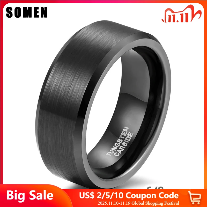 Somen Tungsten Men Women Rings 6mm 8mm Black Brushed Tungsten Carbide Ring Wedding Band Engagement Rings Jewelry Anel Anillos
Somen Tungsten Men Women Rings 6mm 8mm Black Brushed Tungsten Carbide Ring Wedding Band Engagement Rings Jewelry Anel Anillos