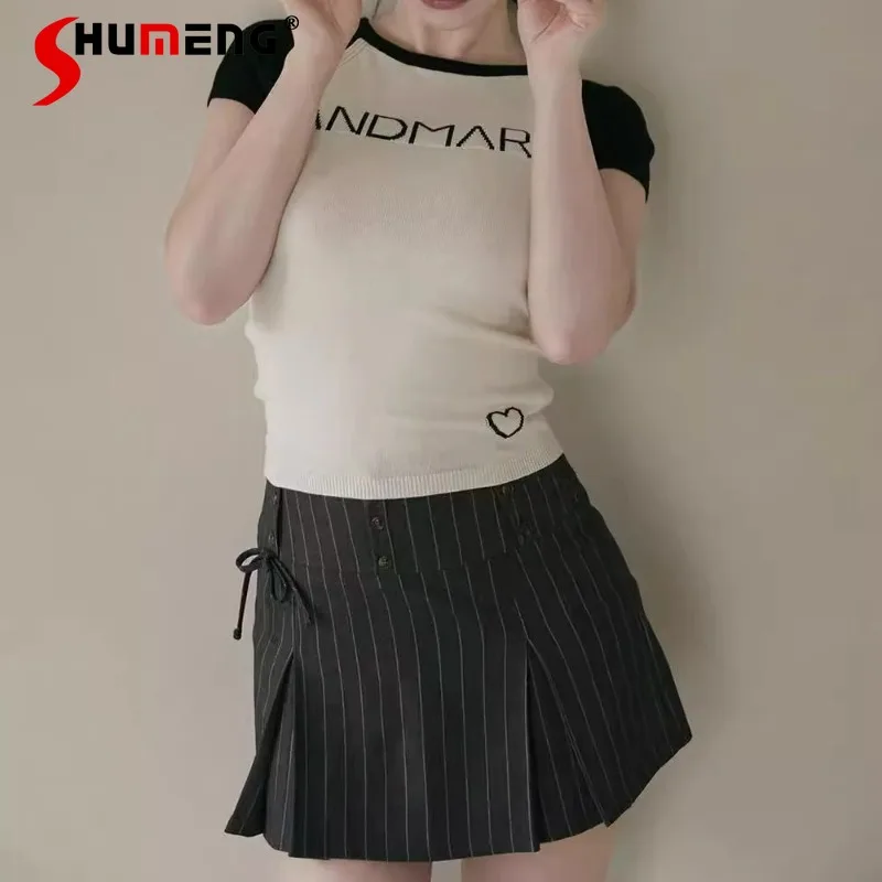 2025 Summer Japanese Rojita New Sweet Girl Striped Pleated Skirt Women's Kawaii Clothes High-waisted Zipper Short Mini Skirts
2025 Summer Japanese Rojita New Sweet Girl Striped Pleated Skirt Women's Kawaii Clothes High-waisted Zipper Short Mini Skirts
