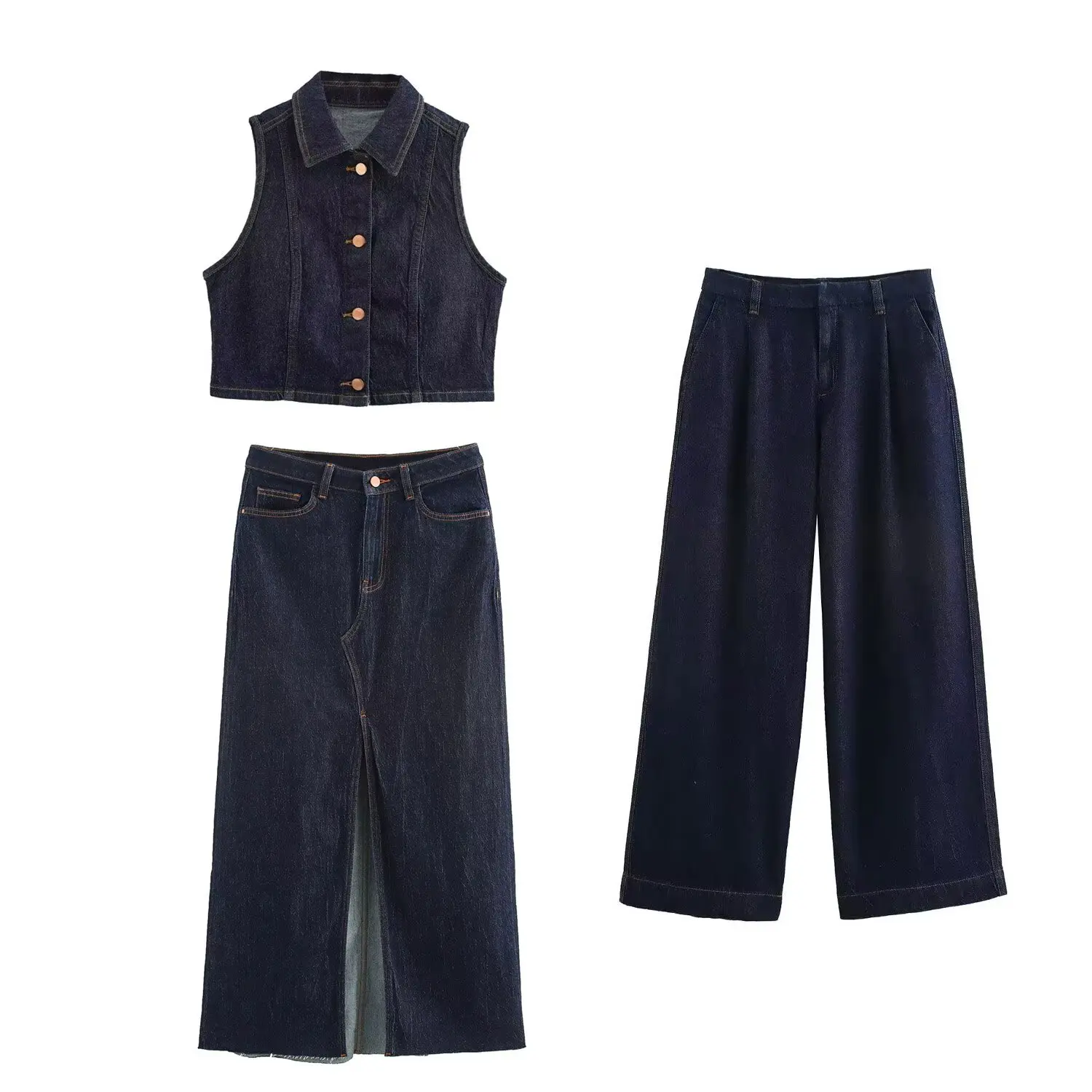 UNIZERA women's short denim vest top high waisted jeans split denim skirt temperament spring new vest
UNIZERA women's short denim vest top high waisted jeans split denim skirt temperament spring new vest
