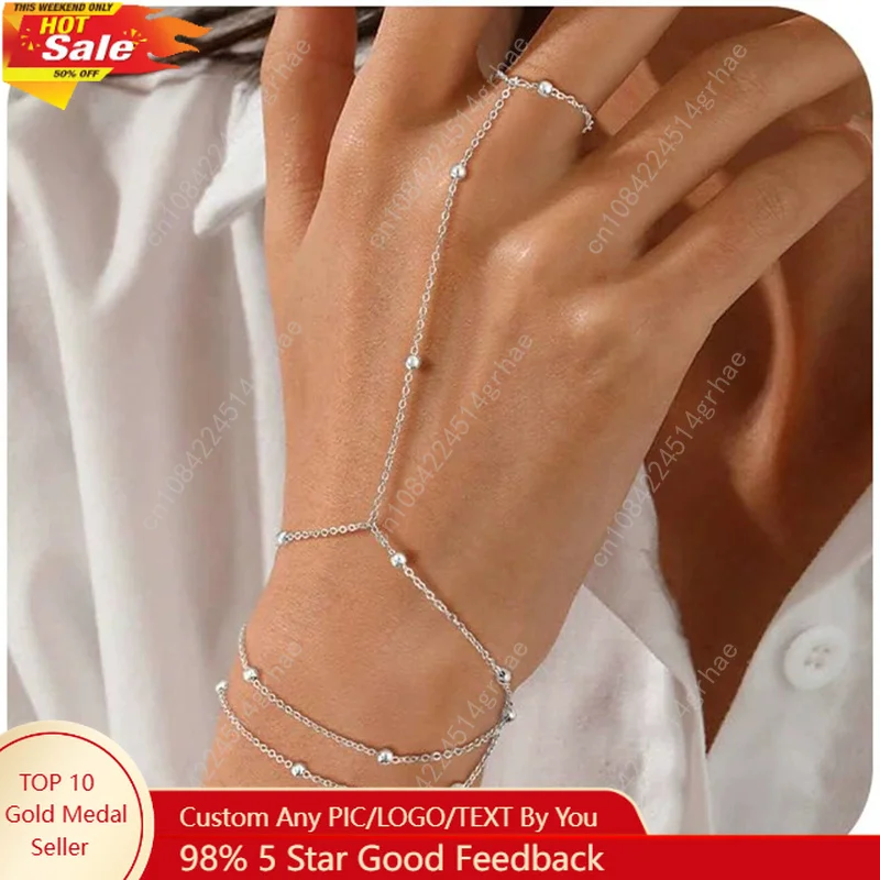 Minimalist Thin Chain Connected Finger Ring Bracelets for Women Multilayer Vintage Ball Beads Link Bangles Party Elegant Jewelry
Minimalist Thin Chain Connected Finger Ring Bracelets for Women Multilayer Vintage Ball Beads Link Bangles Party Elegant Jewelry