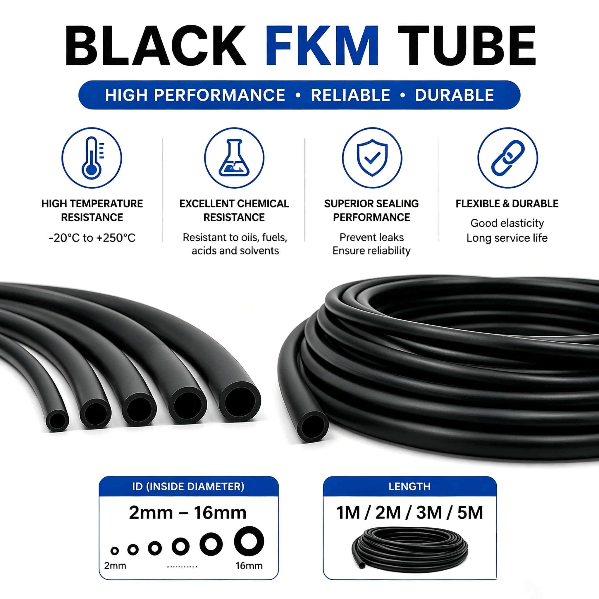 1/2/3/5M Inner diameter 2-16mm Black FKM Fluororubber Hose, high-pressure oil resistant hydraulic system medium delivery hose.
1/2/3/5M Inner diameter 2-16mm Black FKM Fluororubber Hose, high-pressure oil resistant hydraulic system medium delivery hose.