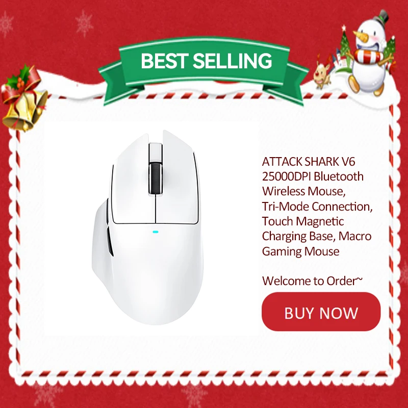 Макроигровая мышь ATTACK SHARK V6, трехрежимное соединение, 25 кнопок на дюйм, сенсорная магнитная зарядная база, беспроводная мышь
Макроигровая мышь ATTACK SHARK V6, трехрежимное соединение, 25 кнопок на дюйм, сенсорная магнитная зарядная база, беспроводная мышь