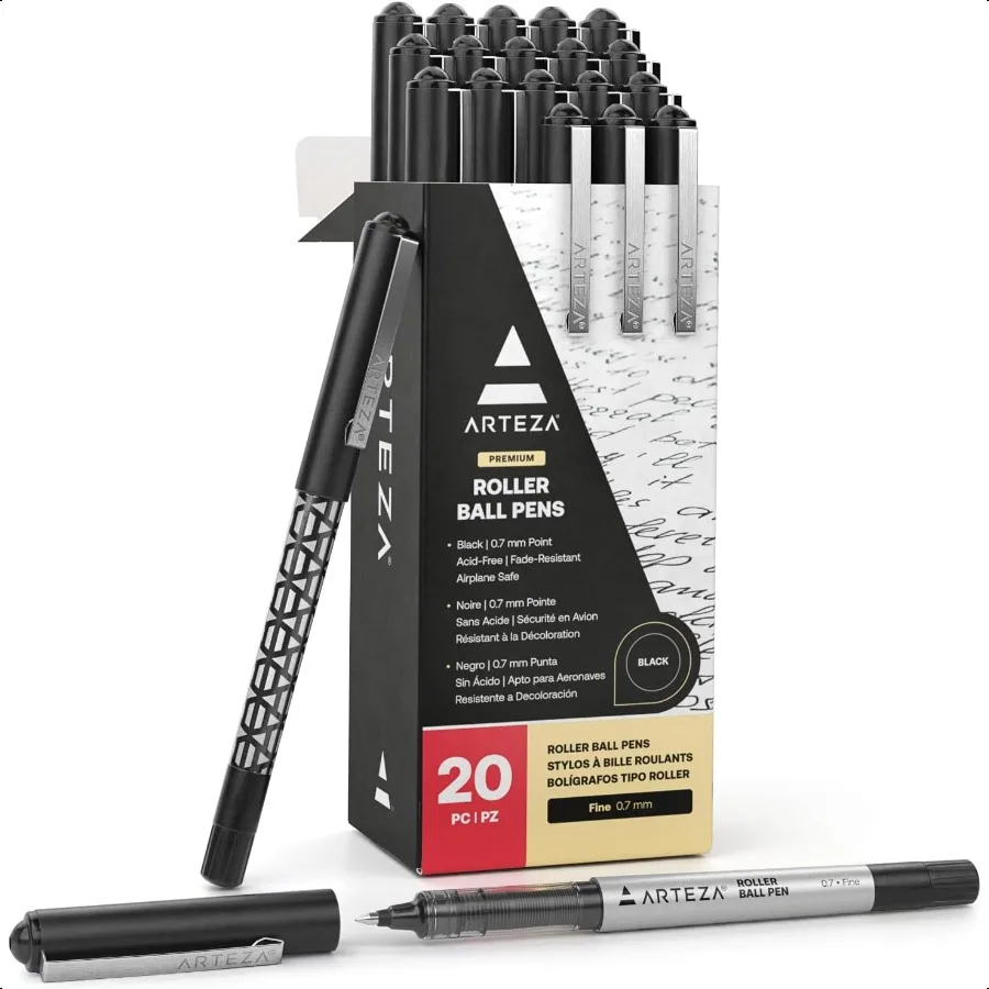 Rollerball Pens Pack of 20 0.7mm Black Liquid Ink Pens Office plies for Bullet Journaling Fine Point Rollerball for Writing Tak
Rollerball Pens Pack of 20 0.7mm Black Liquid Ink Pens Office plies for Bullet Journaling Fine Point Rollerball for Writing Tak