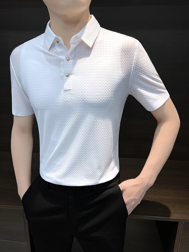 Men Short Sleeve Knitted Polo Shirt Fitness Slim Fit Solid Polo T-shirt Male Brand Gym Tees Tops Summer Fashion Clothing C90
Men Short Sleeve Knitted Polo Shirt Fitness Slim Fit Solid Polo T-shirt Male Brand Gym Tees Tops Summer Fashion Clothing C90