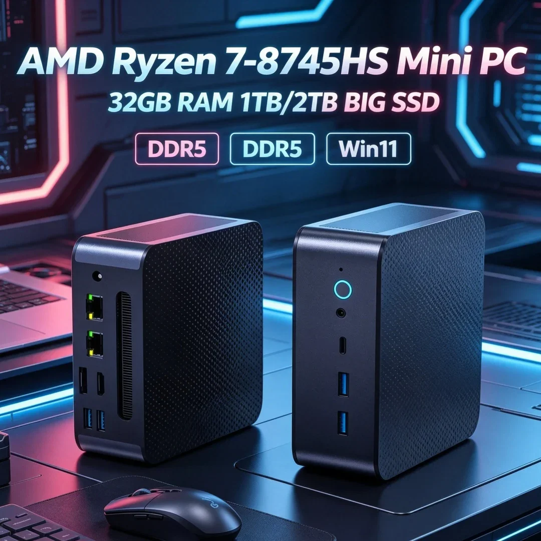 In Stock High Speed Mini Server PC Dual 2.5G Ethernet Port Ryzen 7 8745HS Dual DDR5 NVMe HD DP Type-C Multi Monitor Windows11
In Stock High Speed Mini Server PC Dual 2.5G Ethernet Port Ryzen 7 8745HS Dual DDR5 NVMe HD DP Type-C Multi Monitor Windows11