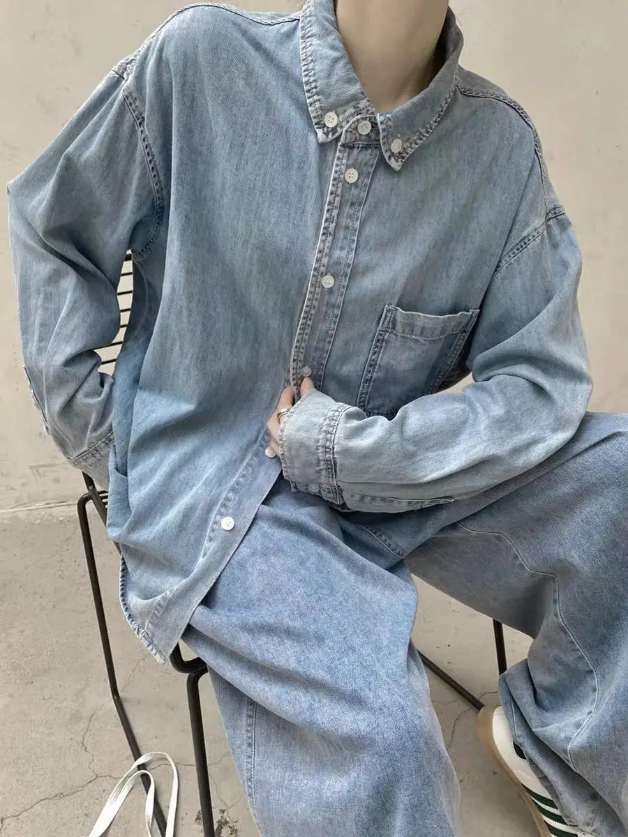 Retro Washed Denim Shirt Women's Long Sleeve Casual Loose Versatile Shirt Vintage Jacket Top Cotton Collar Button Closure
Retro Washed Denim Shirt Women's Long Sleeve Casual Loose Versatile Shirt Vintage Jacket Top Cotton Collar Button Closure