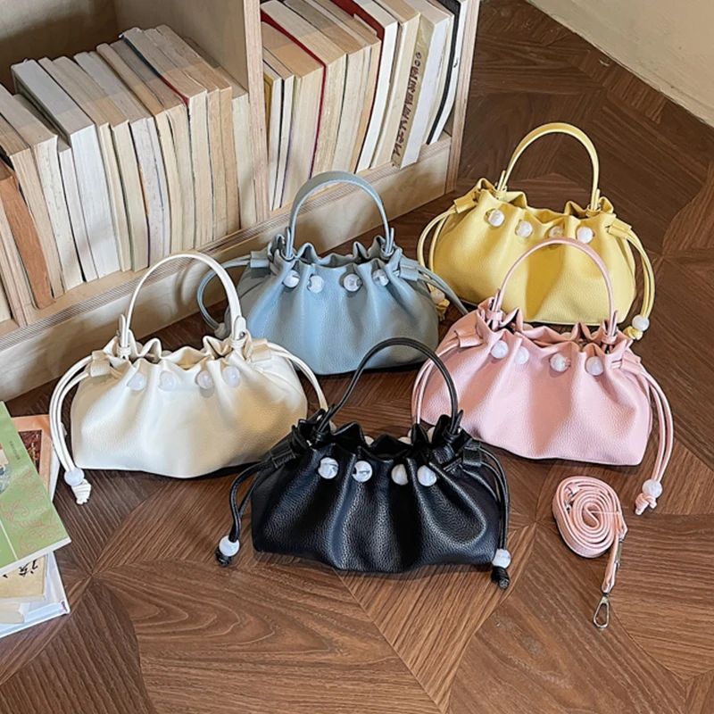 Pu Leather Women Small Shoulder Bag Lady Fashion Beading Drawstring Crossbody Bag Bucket Handbag Perfect Gift for Wife Clutches
Pu Leather Women Small Shoulder Bag Lady Fashion Beading Drawstring Crossbody Bag Bucket Handbag Perfect Gift for Wife Clutches