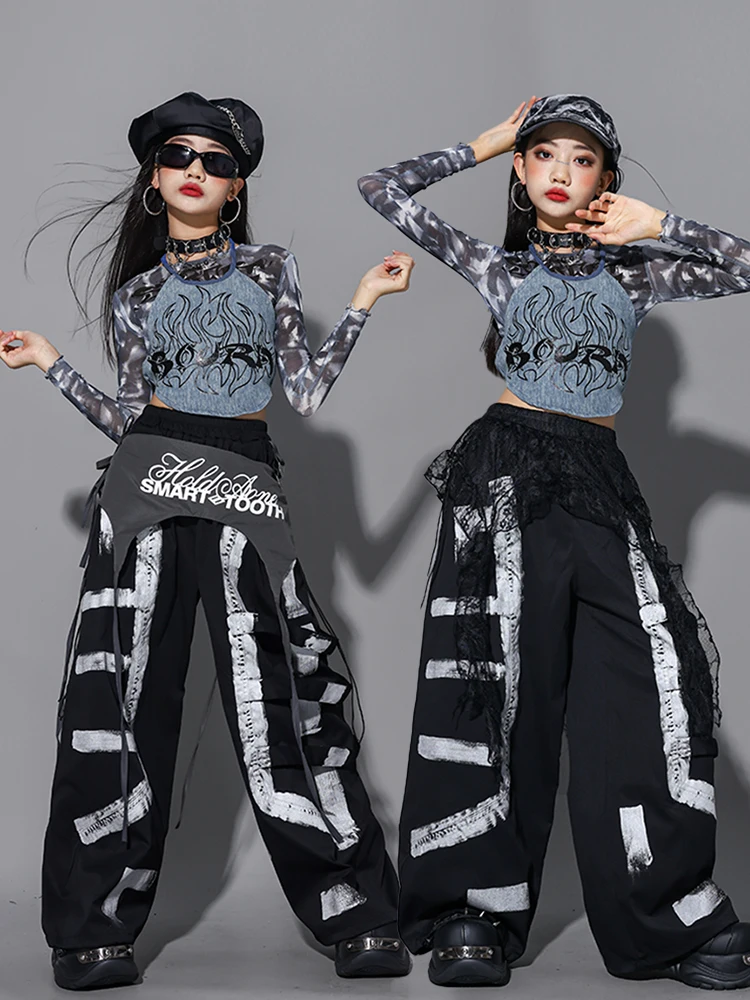 Детская одежда для современных джазовых танцев, сетчатые укороченные топы для девочек, джинсовый жилет, черные брюки, уличная одежда Kpop, одежда для выступлений в стиле хип-хоп, BL17449
Детская одежда для современных джазовых танцев, сетчатые укороченные топы для девочек, джинсовый жилет, черные брюки, уличная одежда Kpop, одежда для выступлений в стиле хип-хоп, BL17449