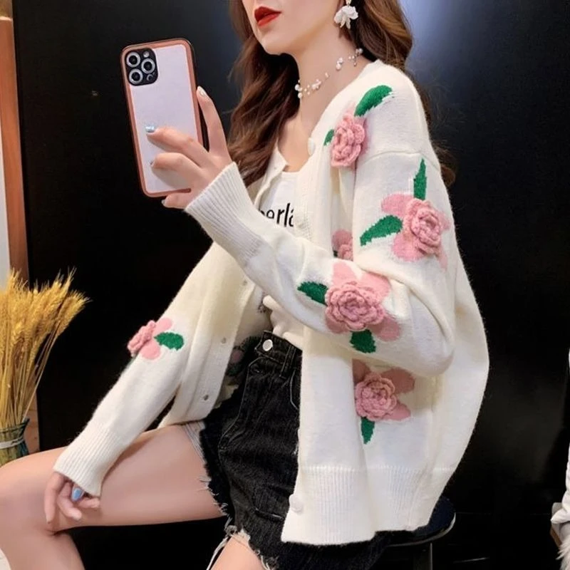 Ladies Knit Sweaters Round O Neck Novelties in Wear To Work Elegant Jackets Clothing Sales Office Embroidery Women's Cardigans
Ladies Knit Sweaters Round O Neck Novelties in Wear To Work Elegant Jackets Clothing Sales Office Embroidery Women's Cardigans