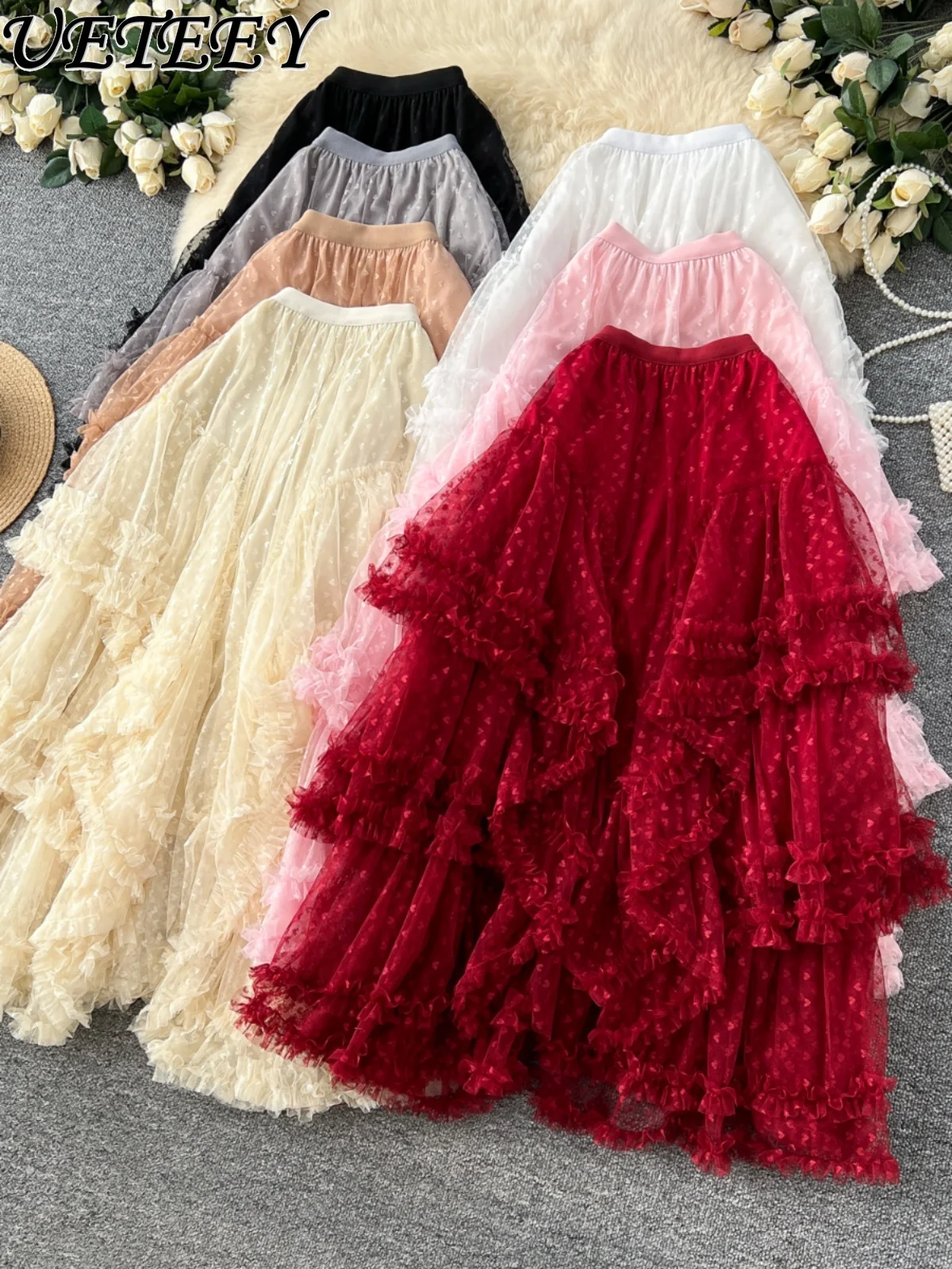Fairy Sweet Girls Fashion Mid-length Skirt Spring Autumn New Gentle Wind High Sense Love Mesh Irregular Fluffy Skirts for Women
Fairy Sweet Girls Fashion Mid-length Skirt Spring Autumn New Gentle Wind High Sense Love Mesh Irregular Fluffy Skirts for Women