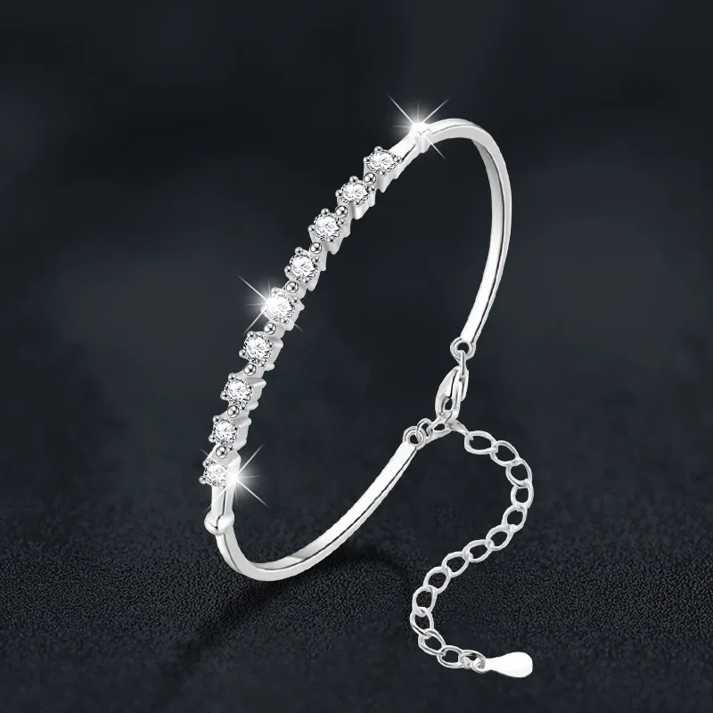 S925 Silver White Gold Plated 3mm*9pcs Full Row D Color Moissanite Solid Bracelet for Women, Elegant Fine Jewelry
S925 Silver White Gold Plated 3mm*9pcs Full Row D Color Moissanite Solid Bracelet for Women, Elegant Fine Jewelry