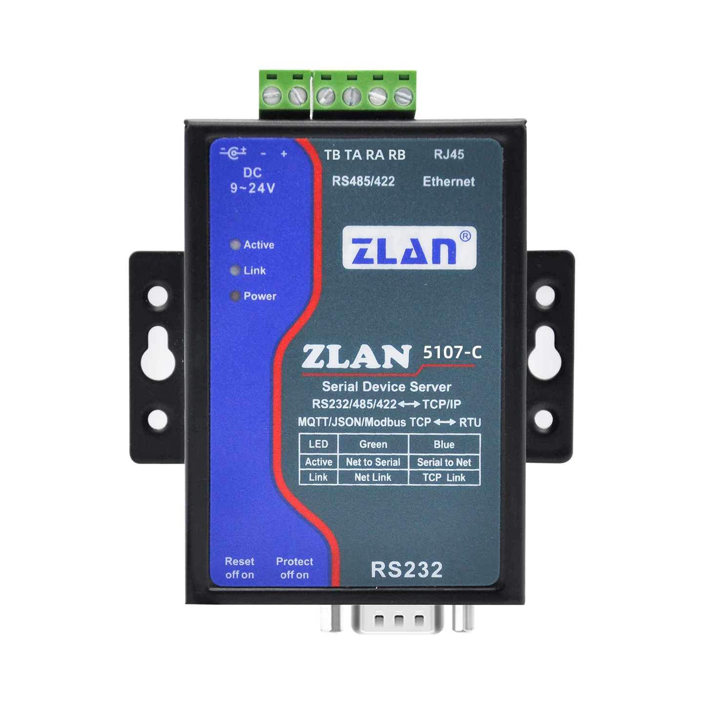 Один последовательный сервер RS232/485/422 к сетевому порта Ethernet TCP/IP к последовательному порта Поддержка шлюза Modbus/MQTT ZLAN5107-C 
Один последовательный сервер RS232/485/422 к сетевому порта Ethernet TCP/IP к последовательному порта Поддержка шлюза Modbus/MQTT ZLAN5107-C
