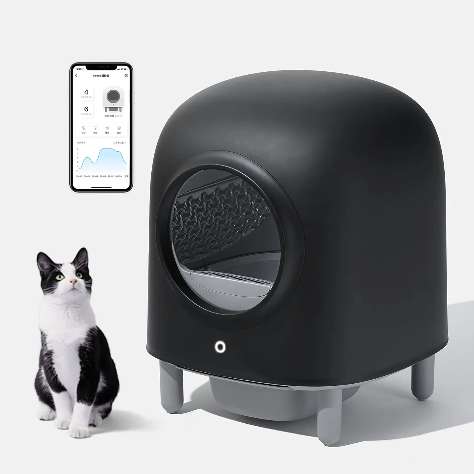 Wholesale Electric Smart Home Petree Pet Self Cleaning Automatic Self Clean Black Cat Litter Box Toilet For Small Cats
Wholesale Electric Smart Home Petree Pet Self Cleaning Automatic Self Clean Black Cat Litter Box Toilet For Small Cats