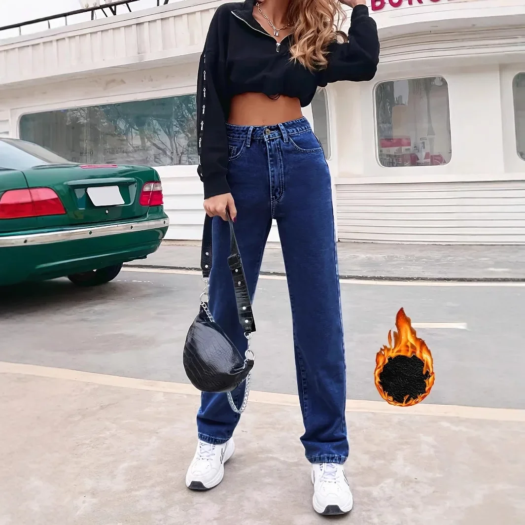 Streetwear Jeans Women Vintage Straight Pants Thicken High Waist Pockets 2024 Autumn Winter Female Casual Trousers Warm Denims
Streetwear Jeans Women Vintage Straight Pants Thicken High Waist Pockets 2024 Autumn Winter Female Casual Trousers Warm Denims