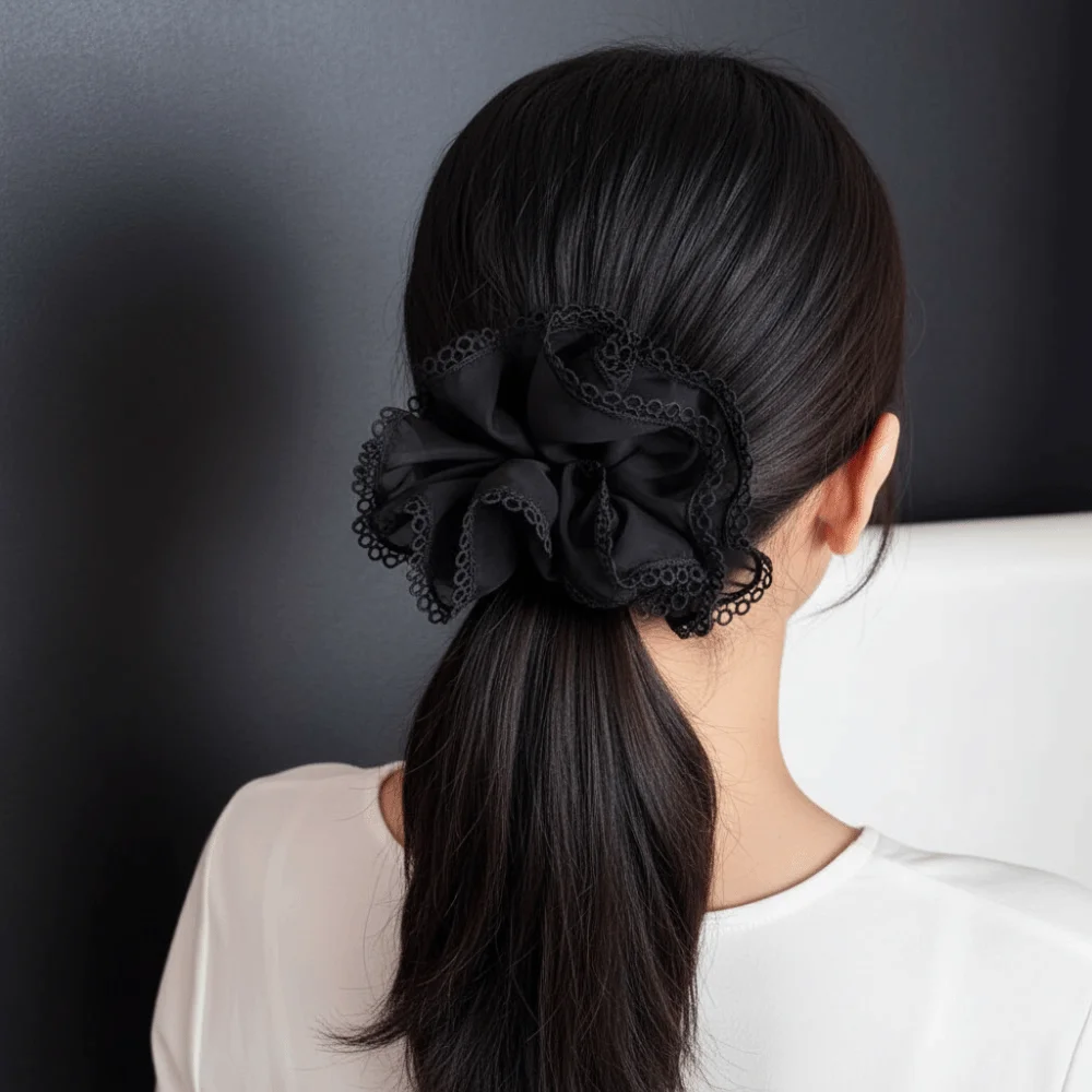 Elastic Lace Trim Mesh Scrunchie Korean Style Headwear Large Intestine Hair Ring Sweet Solid Color Double-layer Mesh Hair Rope
Elastic Lace Trim Mesh Scrunchie Korean Style Headwear Large Intestine Hair Ring Sweet Solid Color Double-layer Mesh Hair Rope