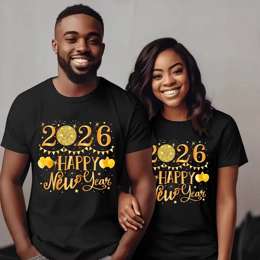 2026 Happy New Year Eve Couple's T-shirt 3D Gold Letter Print T Shirts For Men Hot Selling Unisex Tee Women's Tops Trend Clothes
2026 Happy New Year Eve Couple's T-shirt 3D Gold Letter Print T Shirts For Men Hot Selling Unisex Tee Women's Tops Trend Clothes