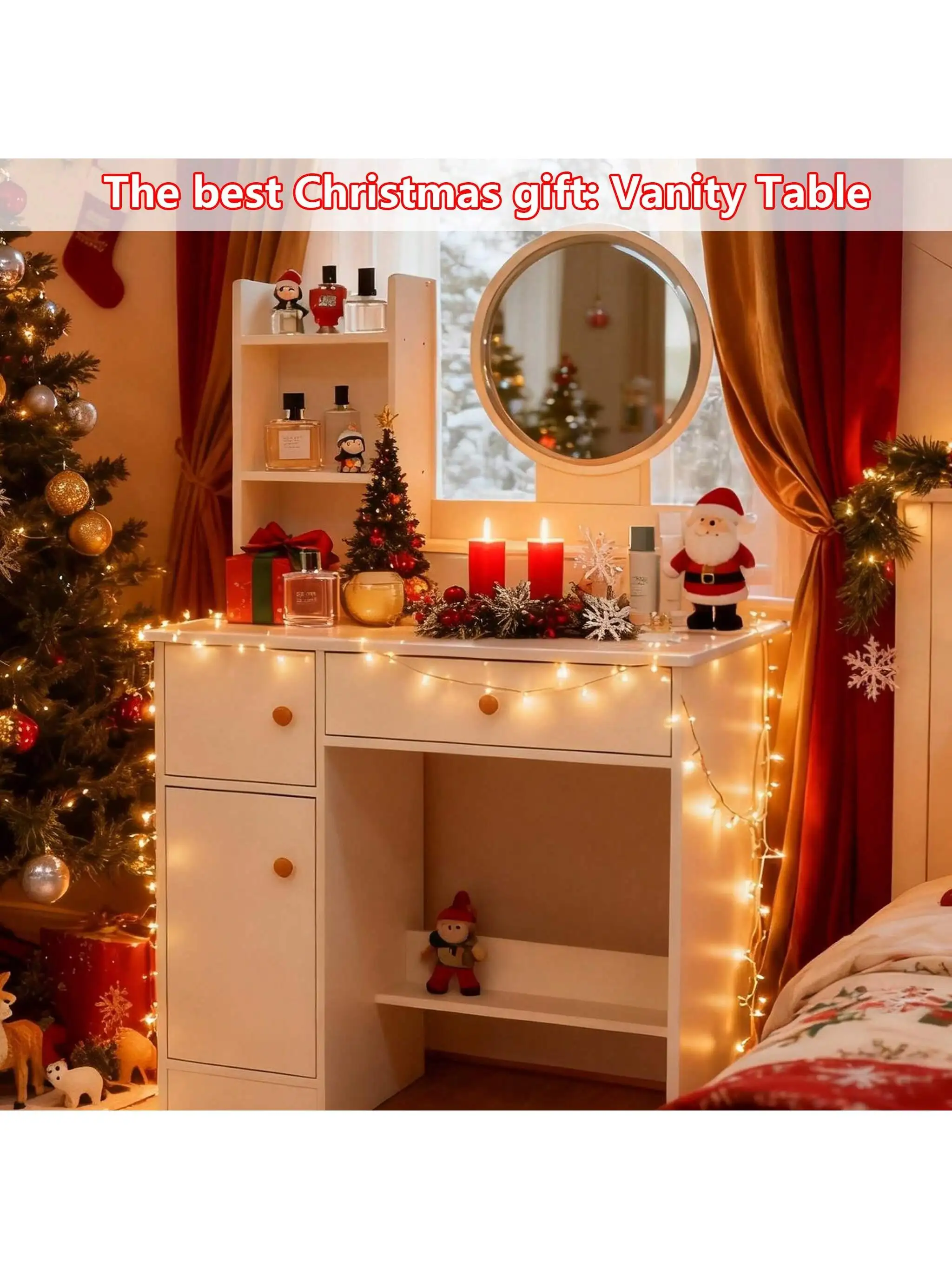 Space Saving Dressing Table With Mirror Storage Shelf Wide Drawer Dresser Suitable For Small Room Dormitory Must-Have Gift For Student Renter First Apartment Christmas Gift
Space Saving Dressing Table With Mirror Storage Shelf Wide Drawer Dresser Suitable For Small Room Dormitory Must-Have Gift For Student Renter First Apartment Christmas Gift